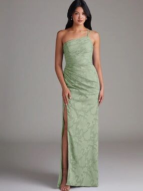 Azazie Sage Green Floral Burnout Dress